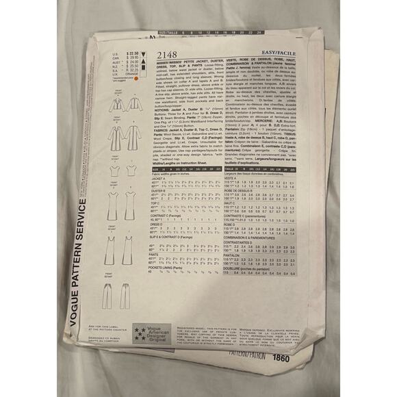 4 Vintage Sewing Patterns Vogue & Butterick Dresses Skirts Tops Jackets Bundle - Picture 8 of 9